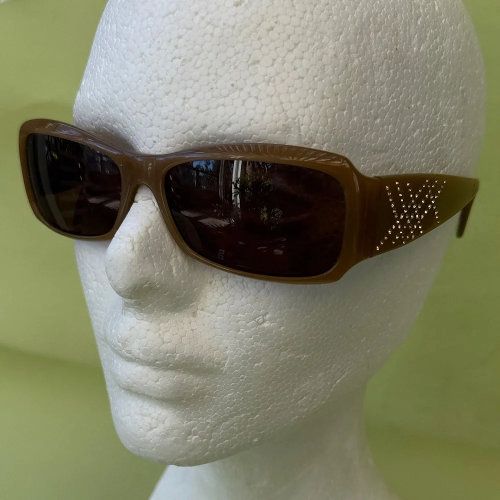 Vintage Burberry Tan/Brown Sunglasses with Rhinestone Detail